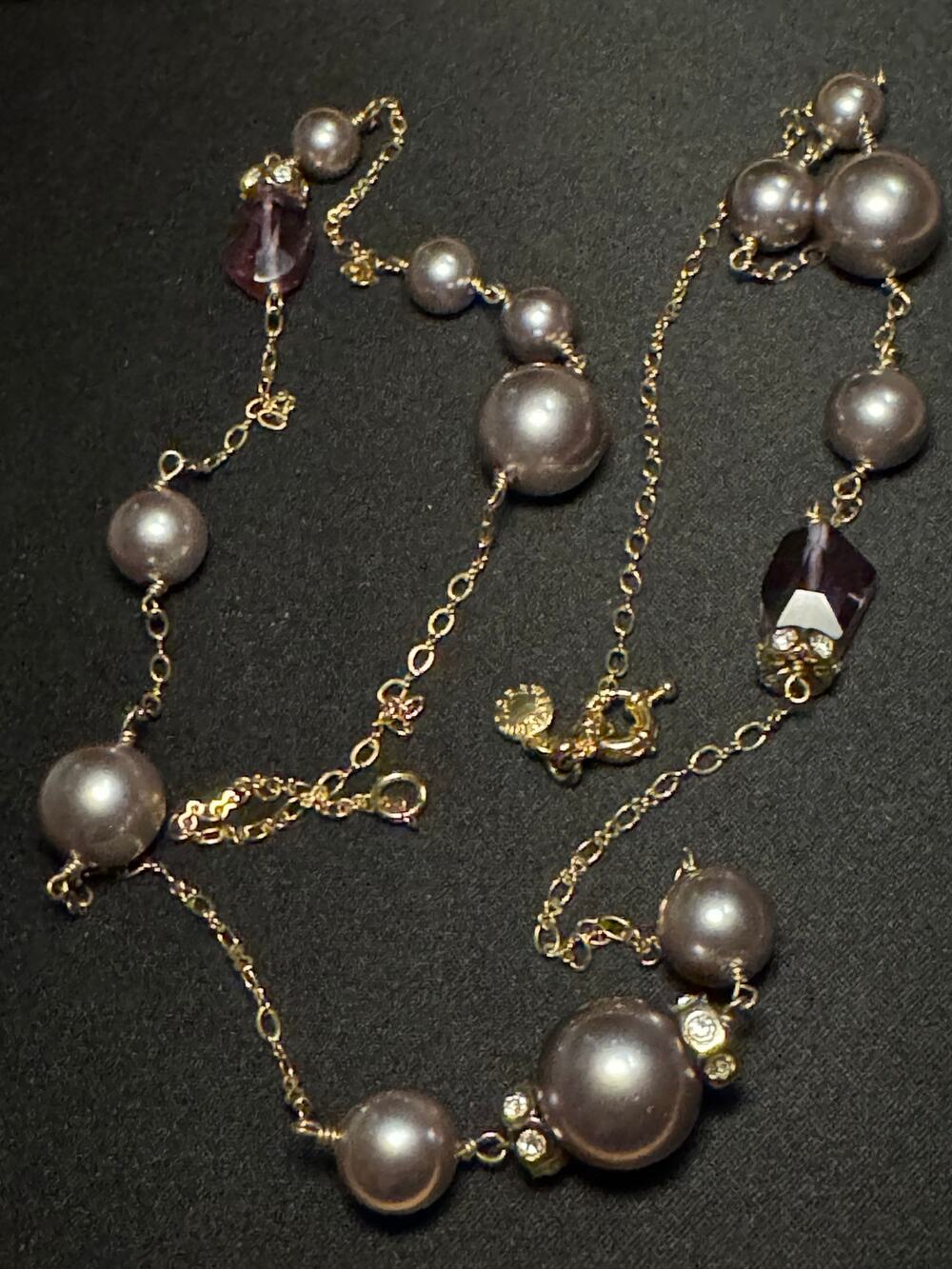 J Crew Faux Pearl with Crystal Offset 35in Necklace
